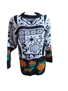 Vintage Wome's Medium Ugly Sweater 1980's Looking Good USA Padded Shoulder Prep